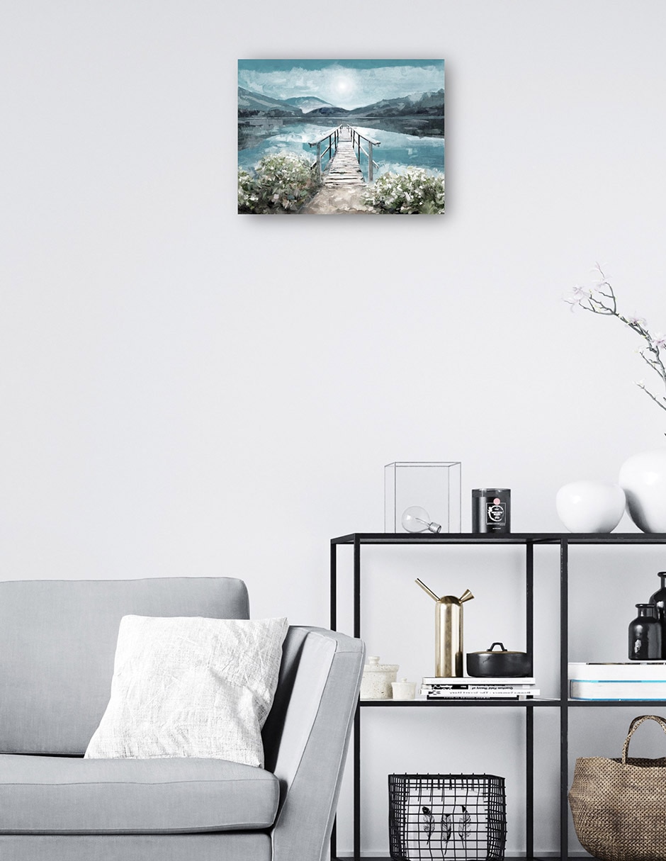 Cuadro decorativo Luz del amanecer junto al lago técnica mixta Muelles 3