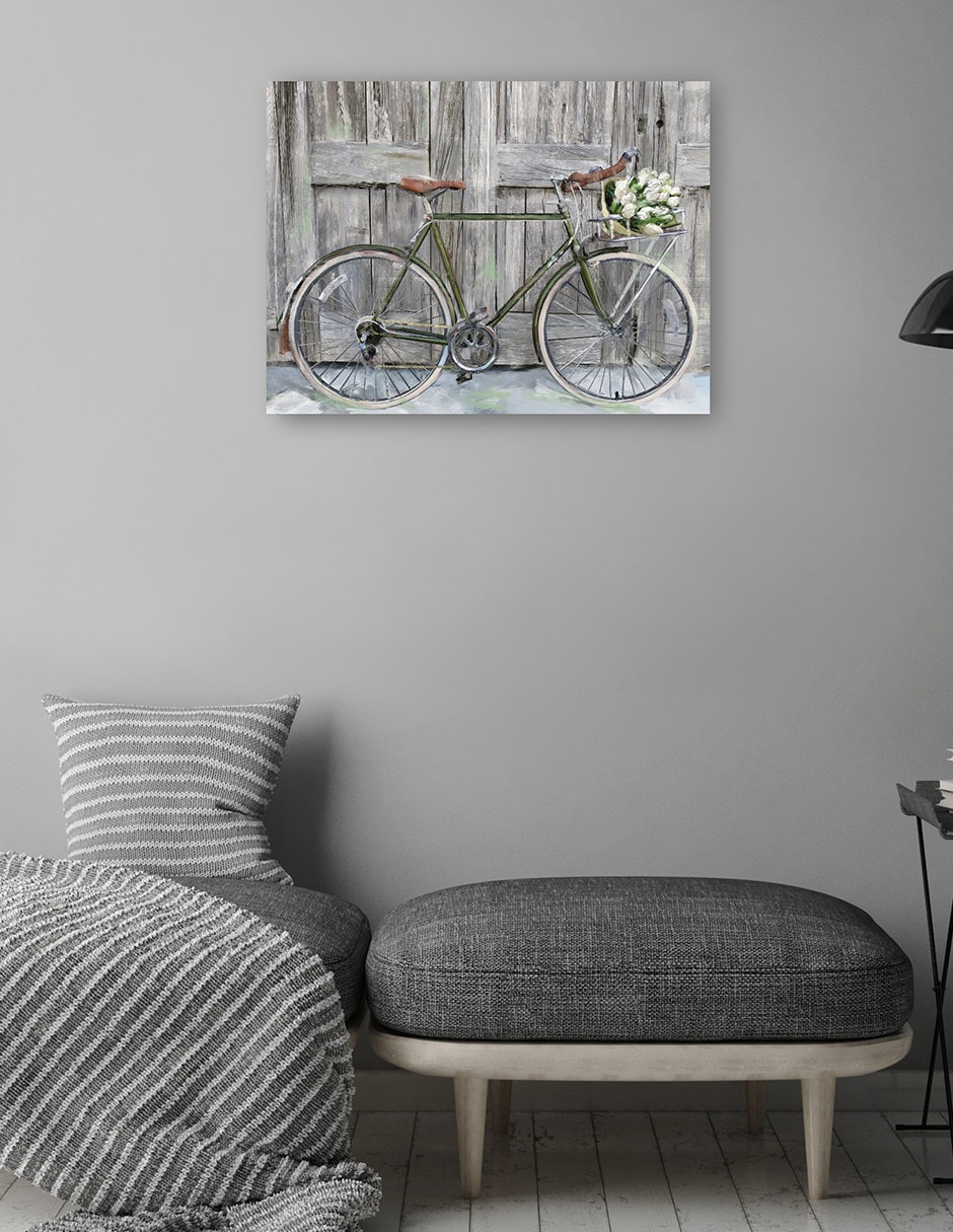 Cuadro decorativo Bicicleta de granja técnica mixta Arreglo floral 5