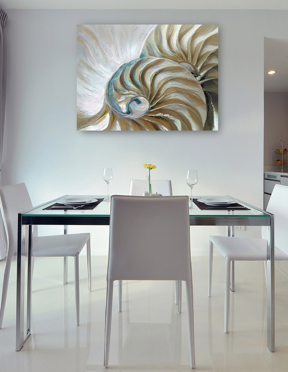 Cuadro decorativo Nautilo Dorado técnica mixta Playas 6