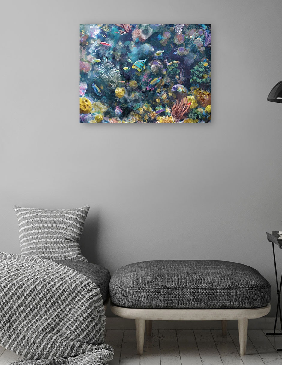 Cuadro decorativo Colores Submarinos II técnica mixta Criaturas Marinas 5