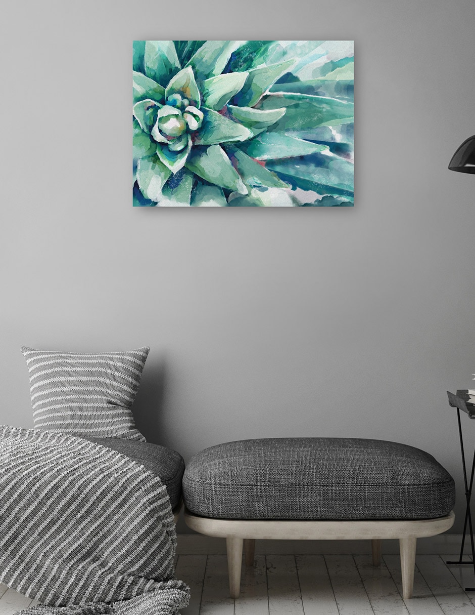 Cuadro decorativo Flor Suculenta Acuarela técnica mixta Floración 5