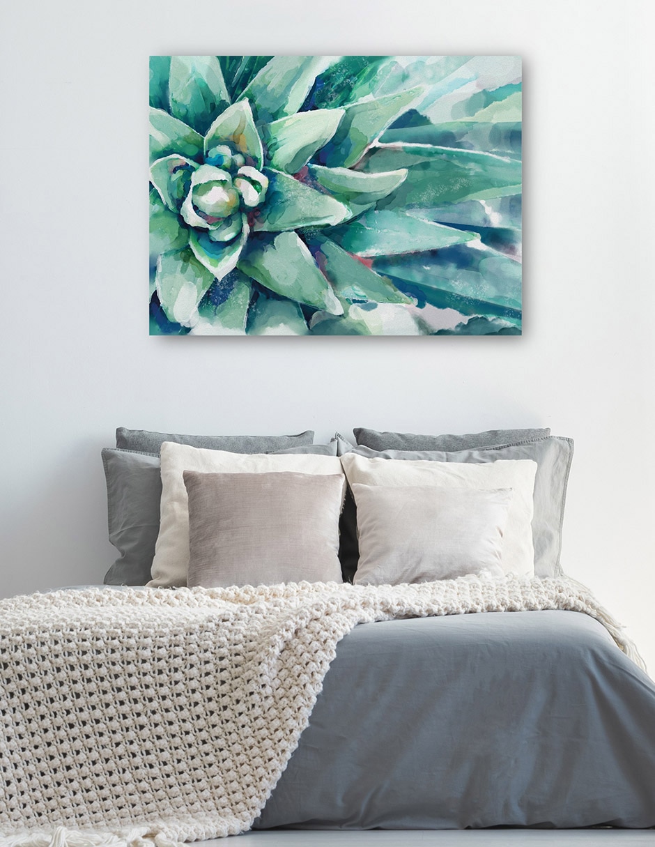 Cuadro decorativo Flor Suculenta Acuarela técnica mixta Floración 6