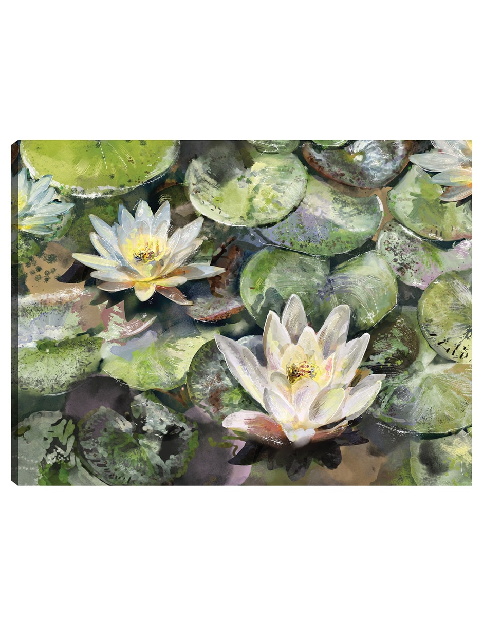 Cuadro decorativo Flores de Loto técnica mixta Primavera