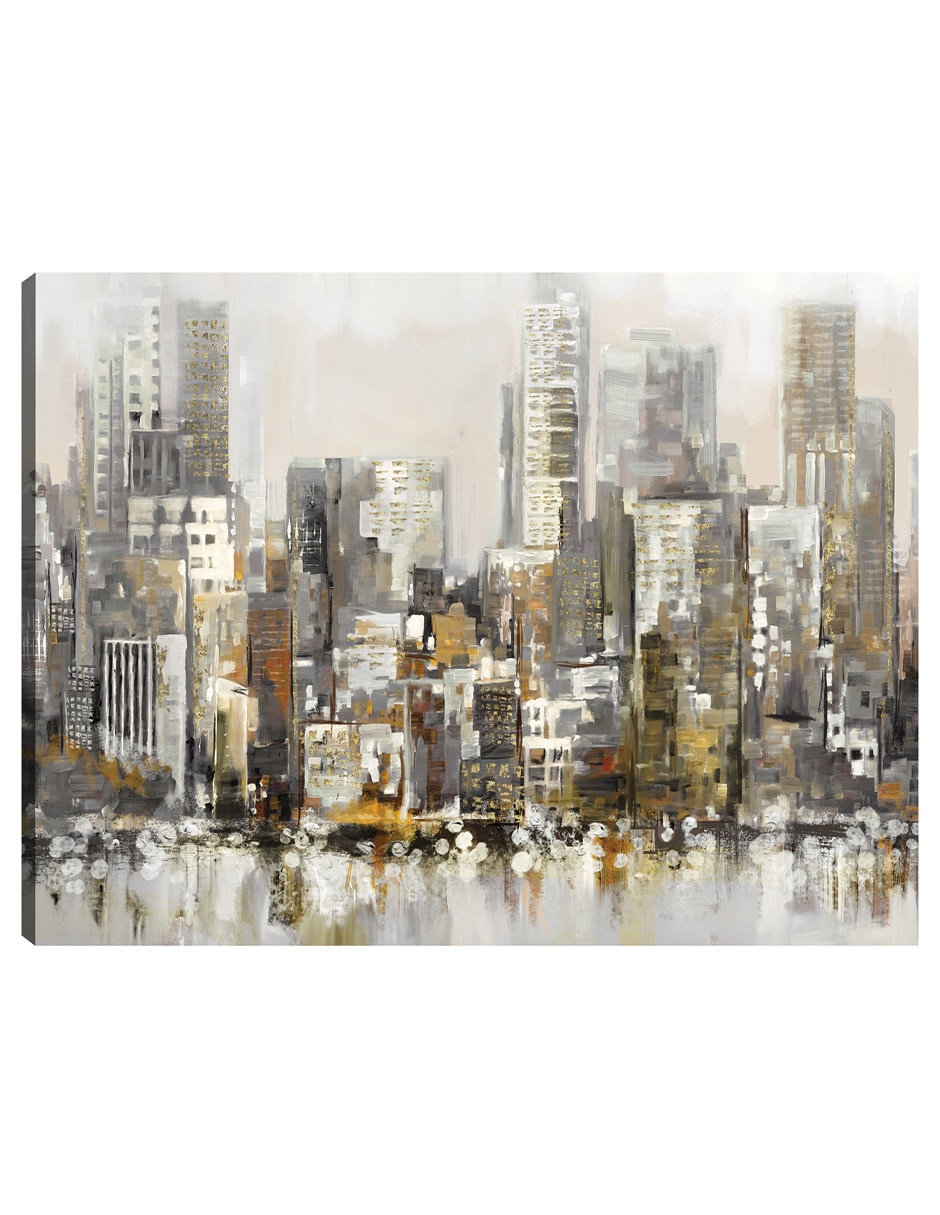 Cuadro decorativo Foco Urbano Oro técnica mixta Edificios