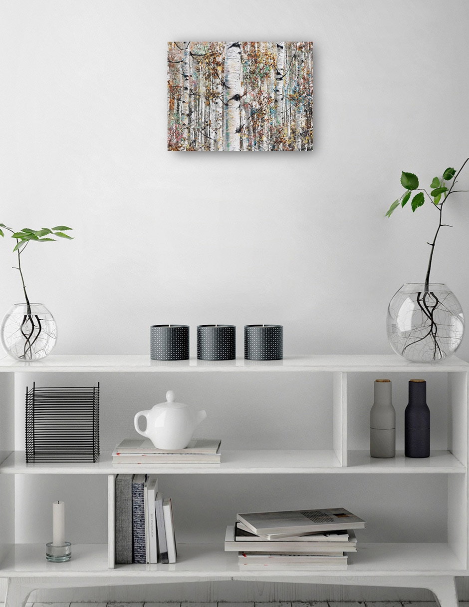 Cuadro decorativo Abedules Enjoyados técnica mixta Bosques 2