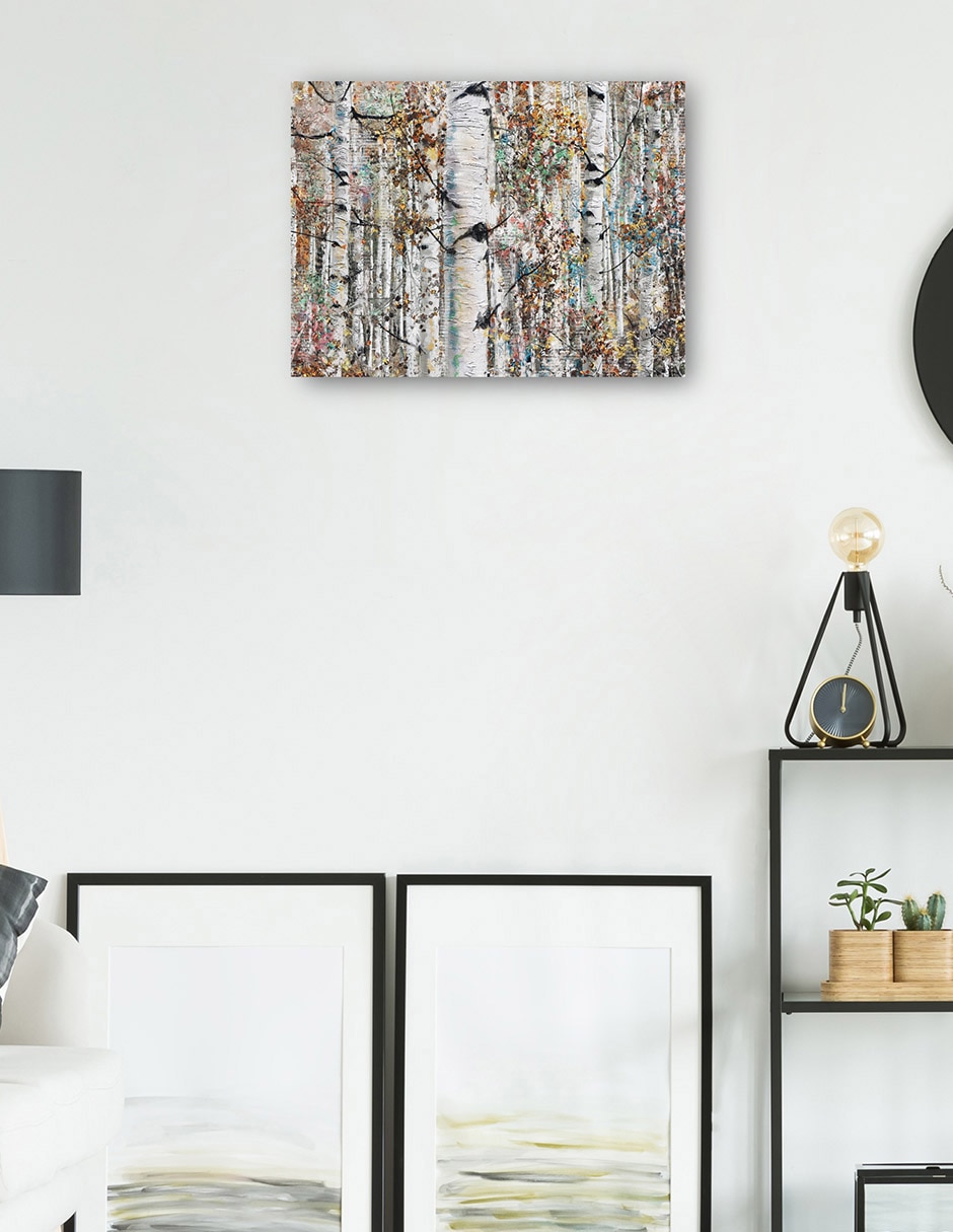 Cuadro decorativo Abedules Enjoyados técnica mixta Bosques 3