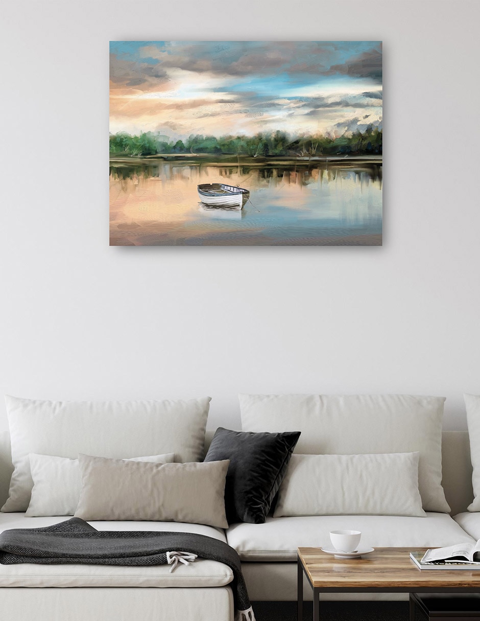 Cuadro decorativo Bote de remos junto al lago técnica mixta Lagos 6