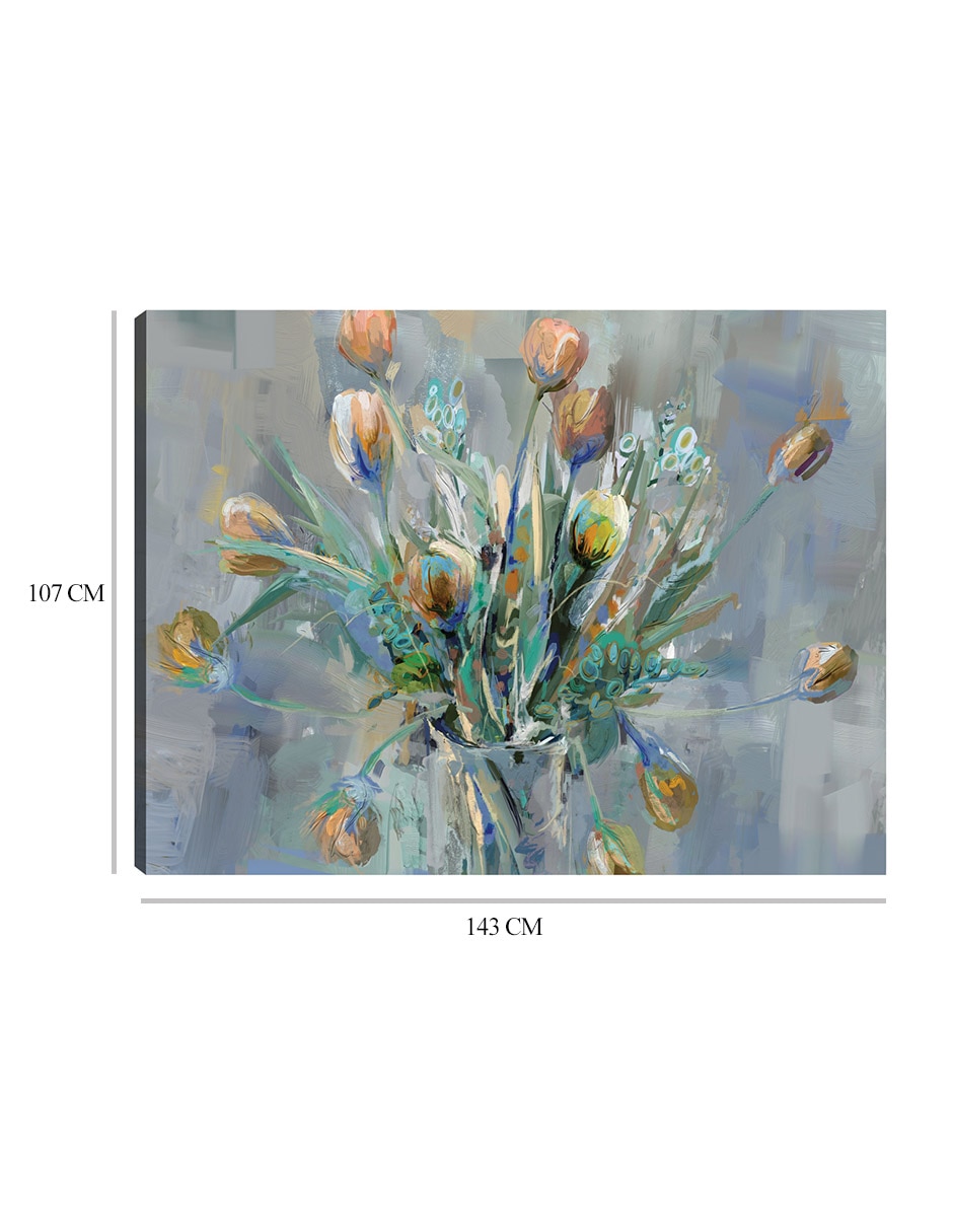 Cuadro decorativo Ramo de tulipanes técnica mixta Arreglo floral 2