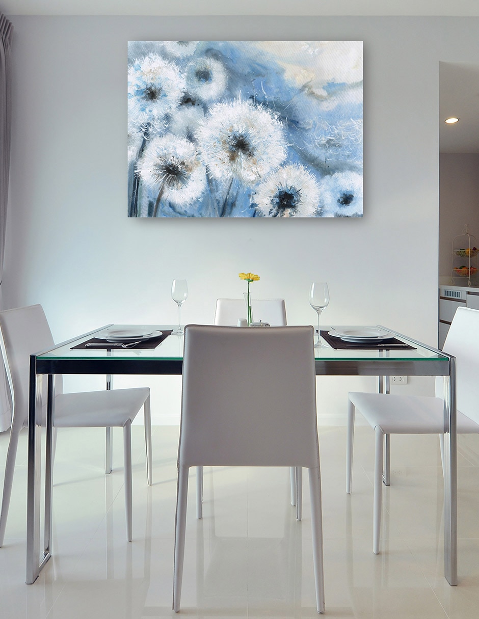 Cuadro decorativo Acuarela Deseos Azul técnica mixta Vida silvestre 2