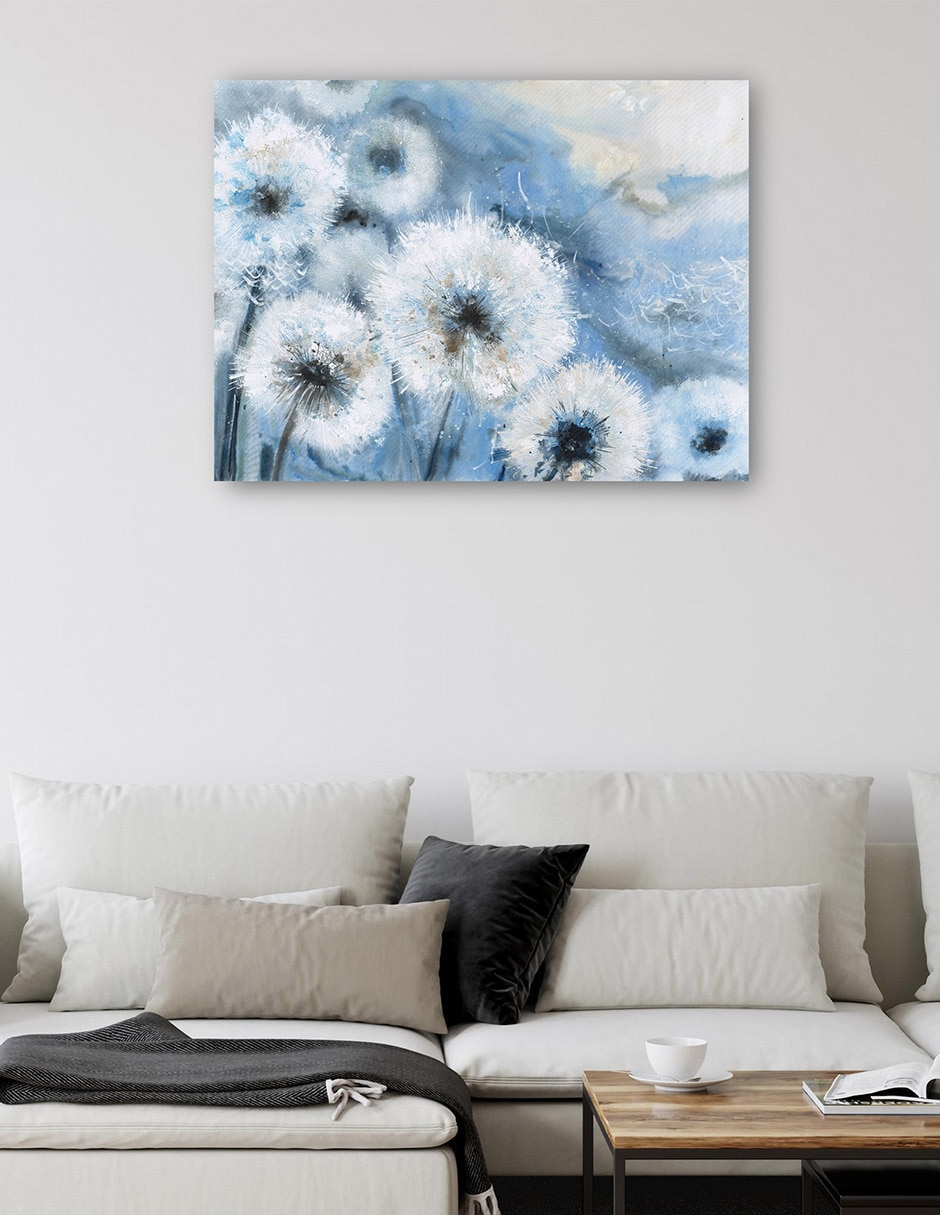 Cuadro decorativo Acuarela Deseos Azul técnica mixta Vida silvestre 3