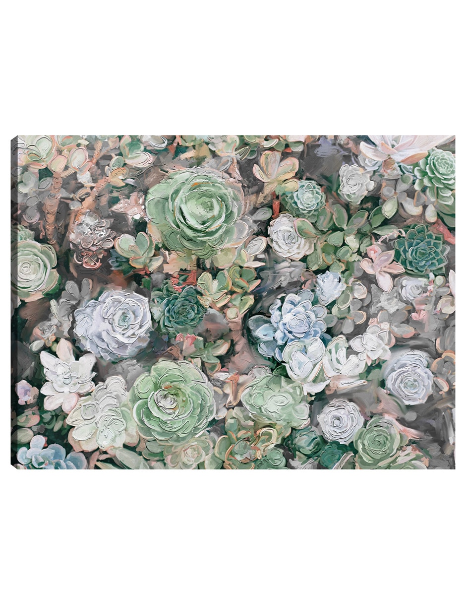 Cuadro decorativo Jardín suculento técnica mixta Primavera Cuadro decorativo Jardín suculento técnica mixta Primavera
