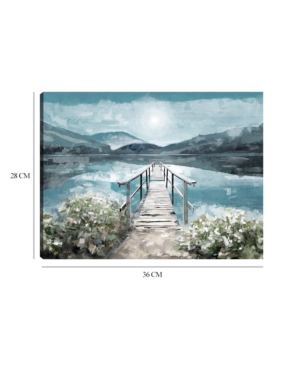 Cuadro decorativo Luz del amanecer junto al lago técnica mixta Muelles 2