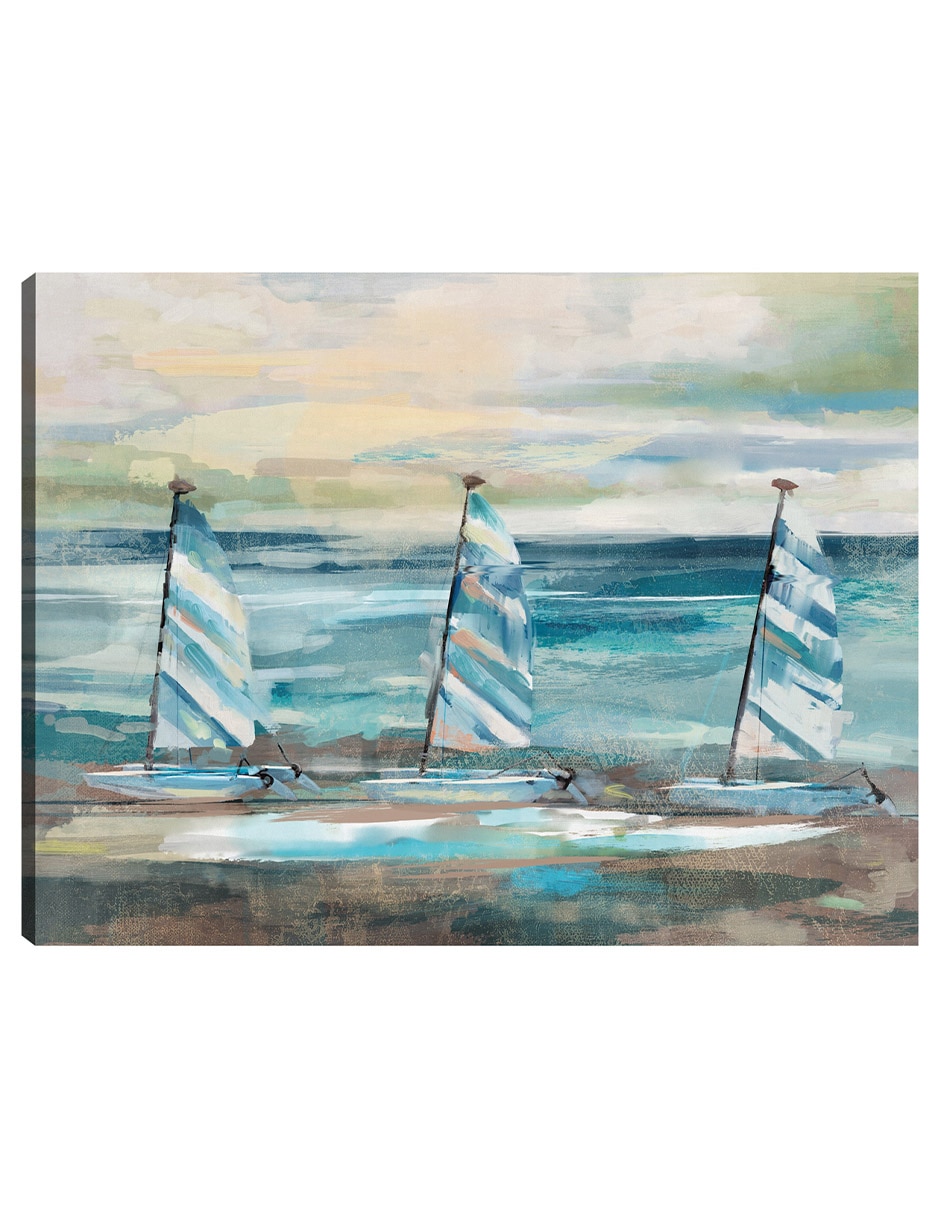 Cuadro decorativo Tres velas técnica mixta Playas