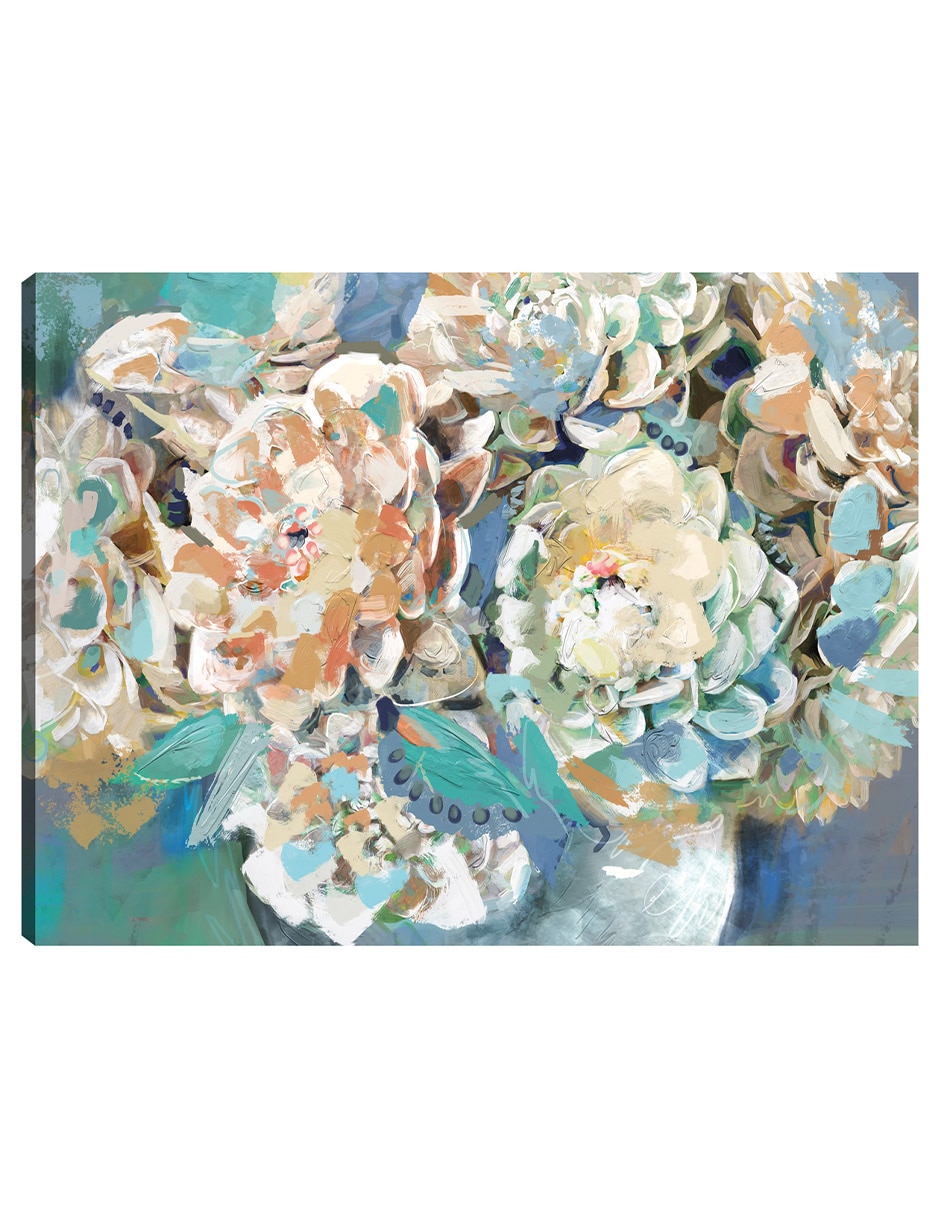 Cuadro decorativo técnica mixta Floreros