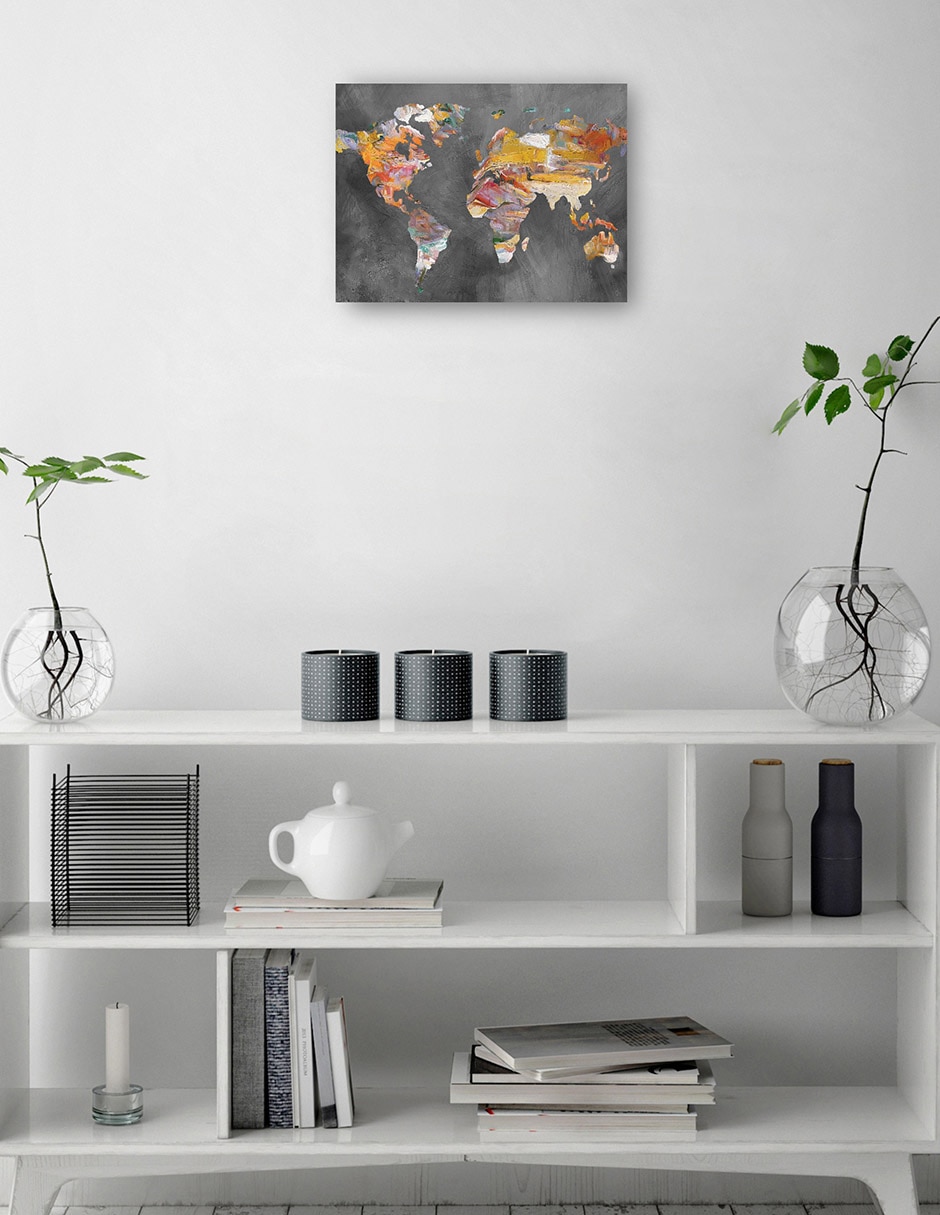 Cuadro decorativo técnica mixta Mapas 2