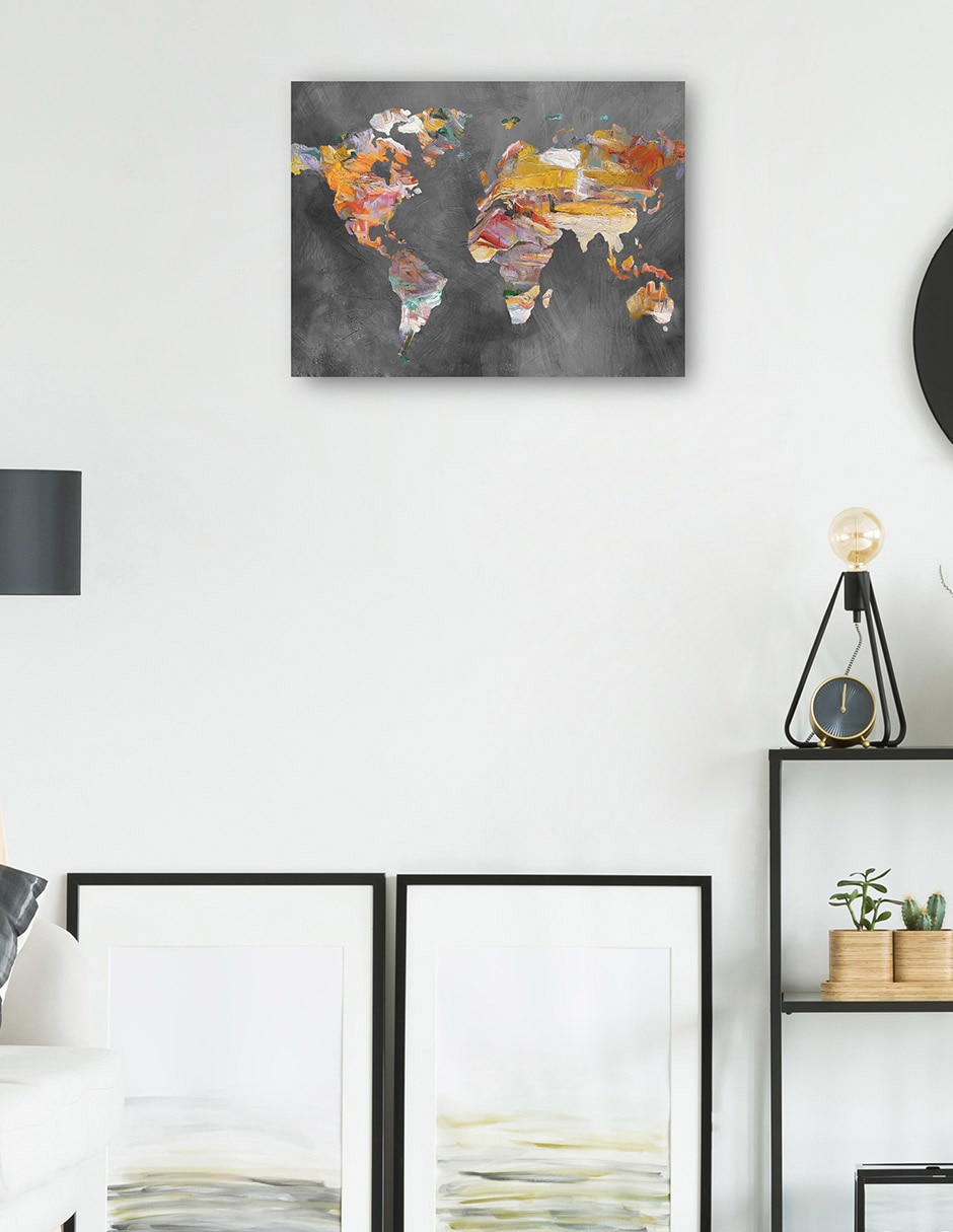 Cuadro decorativo técnica mixta Mapas 3
