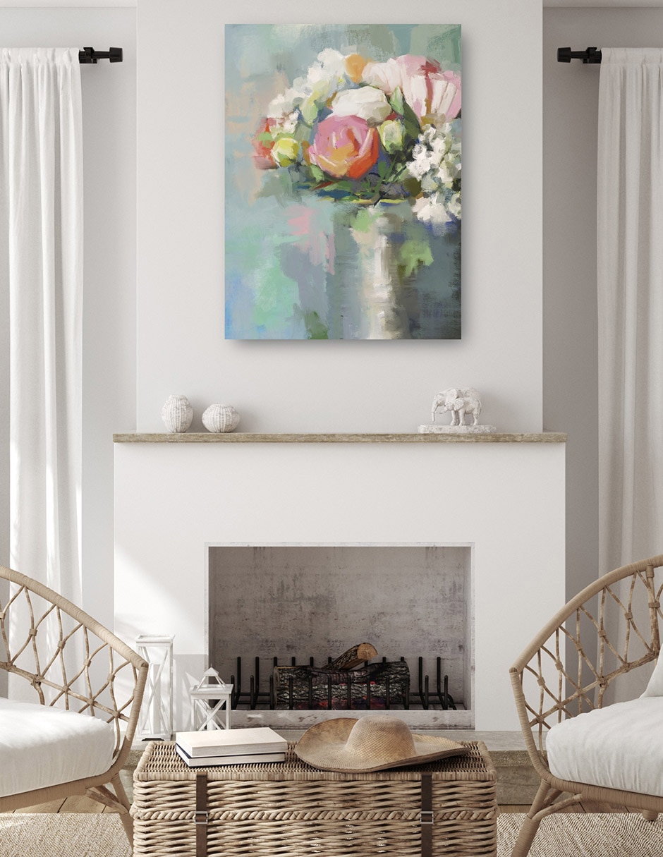 Cuadro decorativo técnica mixta Floreros 4