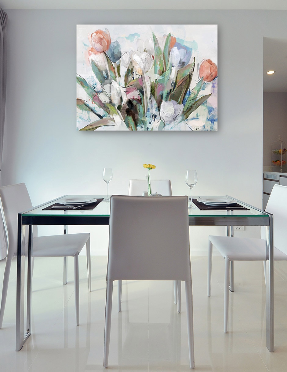 Cuadro decorativo técnica mixta Arreglo Floral 7