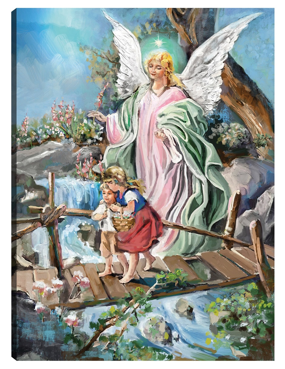 Cuadro decorativo El Ángel Guardián técnica mixta Figuras Celestiales