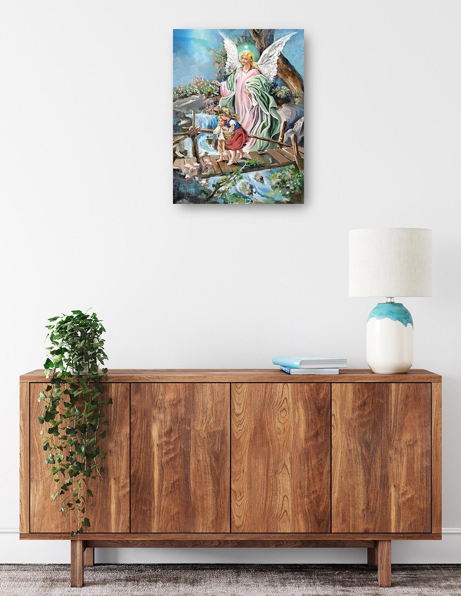 Cuadro decorativo El Ángel Guardián técnica mixta Figuras Celestiales 2