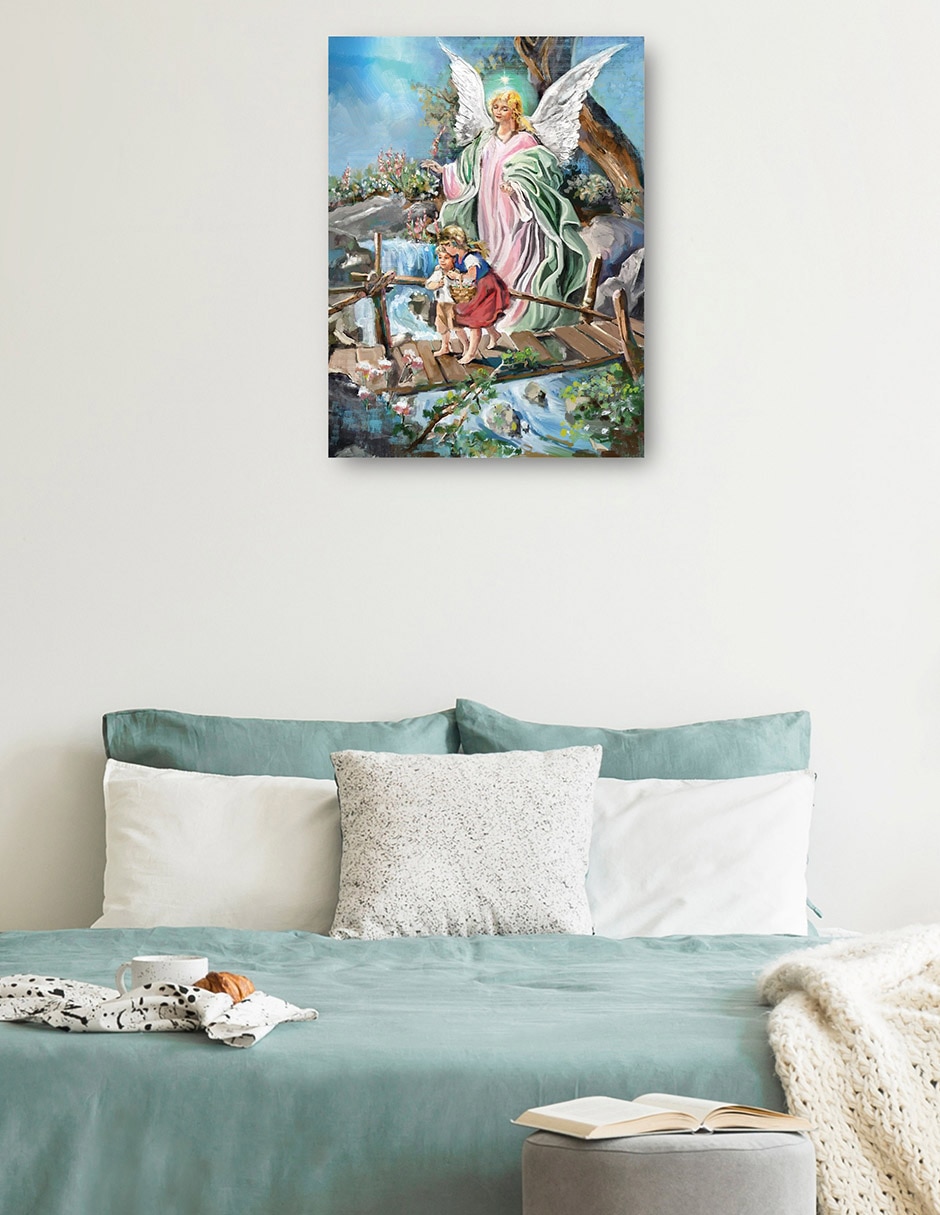 Cuadro decorativo El Ángel Guardián técnica mixta Figuras Celestiales 3