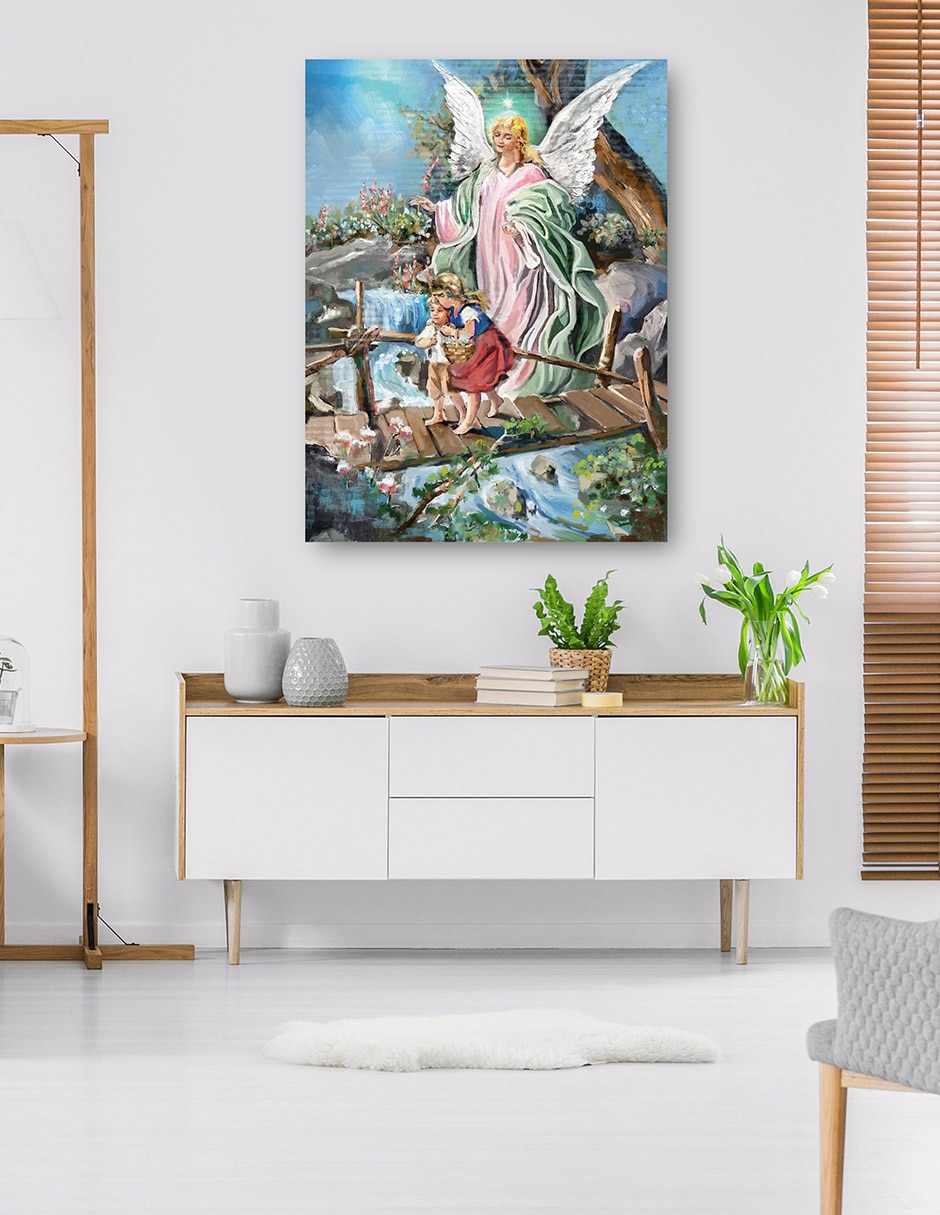 Cuadro decorativo El Ángel Guardián técnica mixta Figuras Celestiales 6