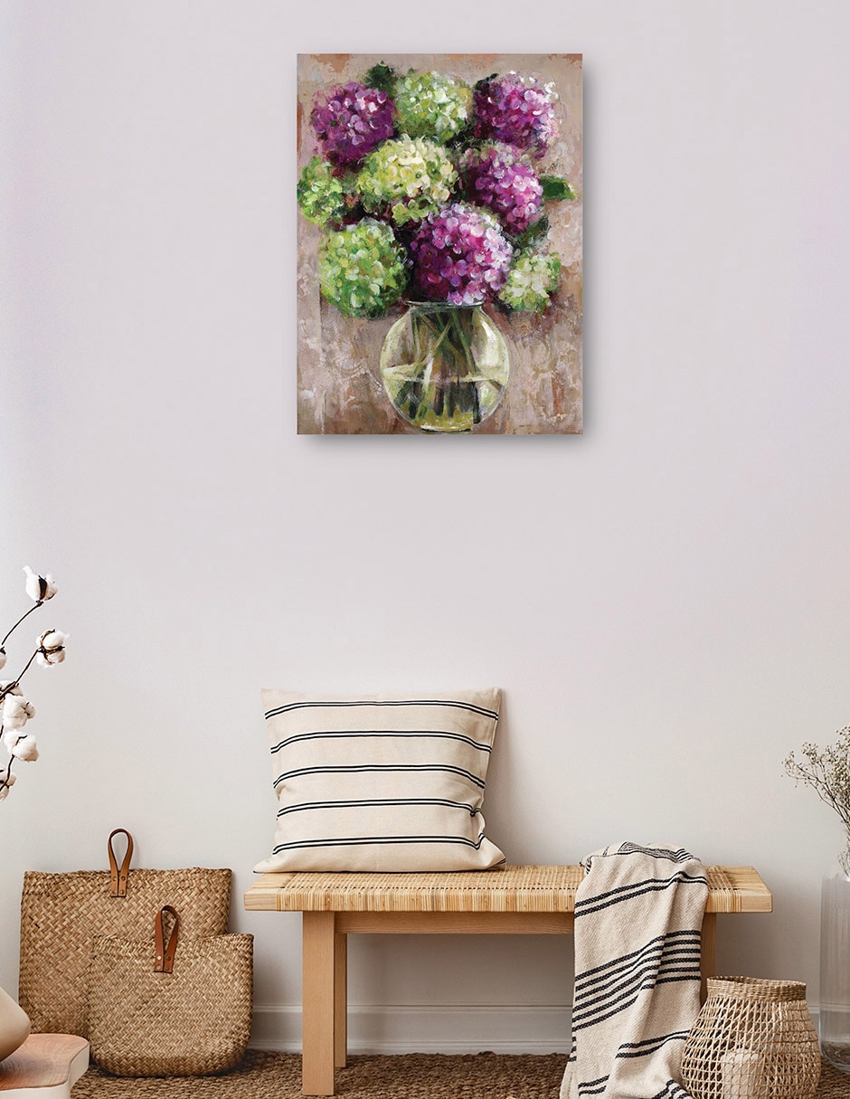 Cuadro decorativo Estudio de hortensias técnica mixta Floreros 6