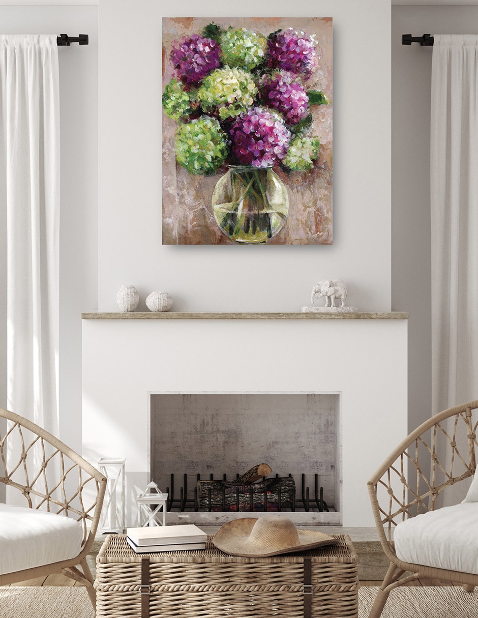 Cuadro decorativo Estudio de hortensias técnica mixta Floreros 7