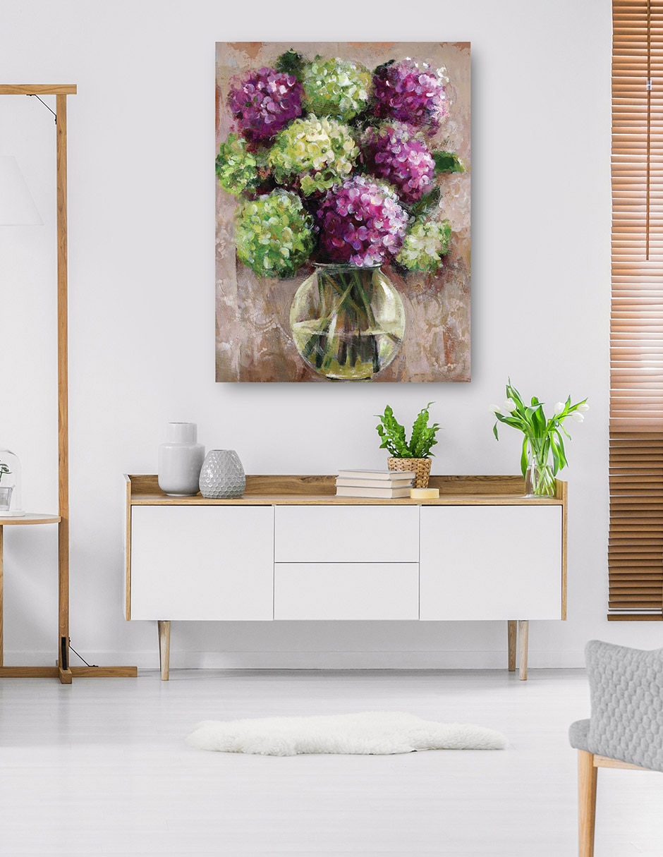 Cuadro decorativo Estudio de hortensias técnica mixta Floreros 9