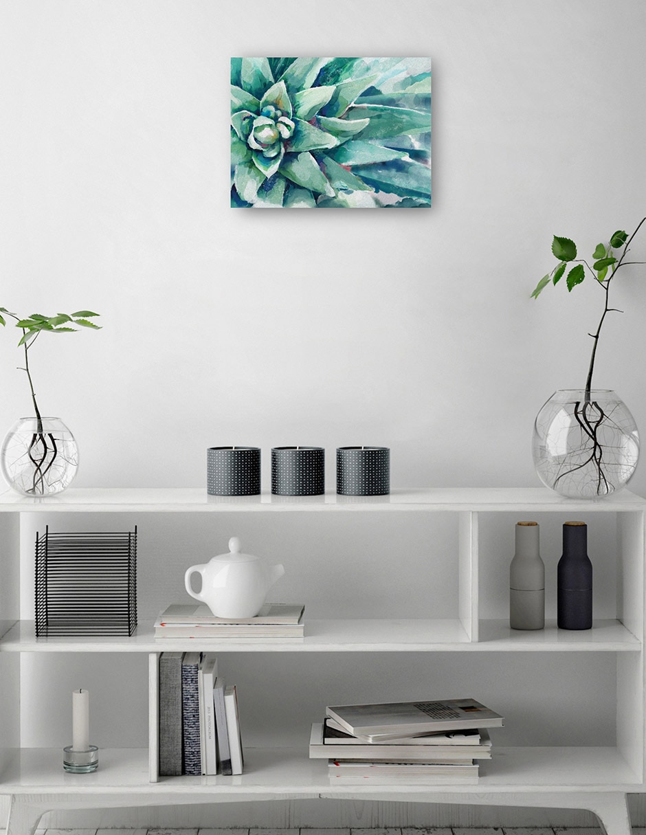 Cuadro decorativo Flor suculenta acuarela técnica mixta Floración 3