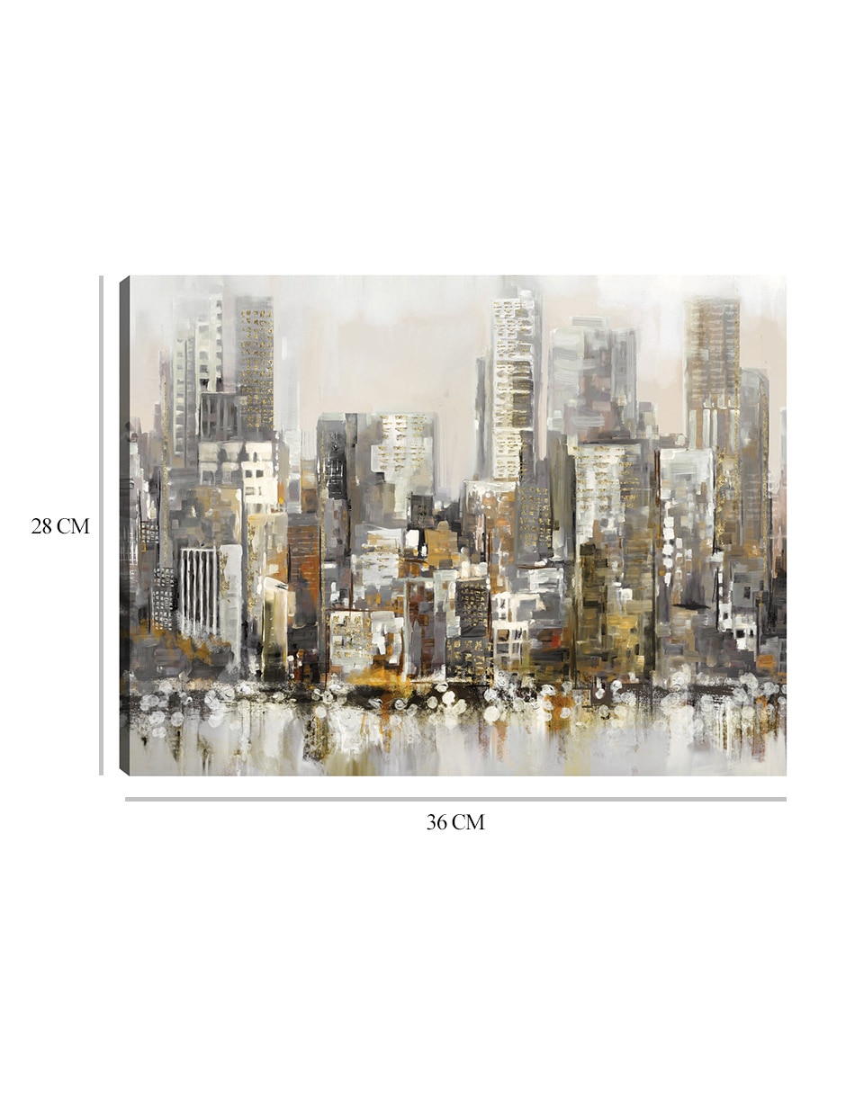 Cuadro decorativo Foco Urbano Oro técnica mixta Edificios 2