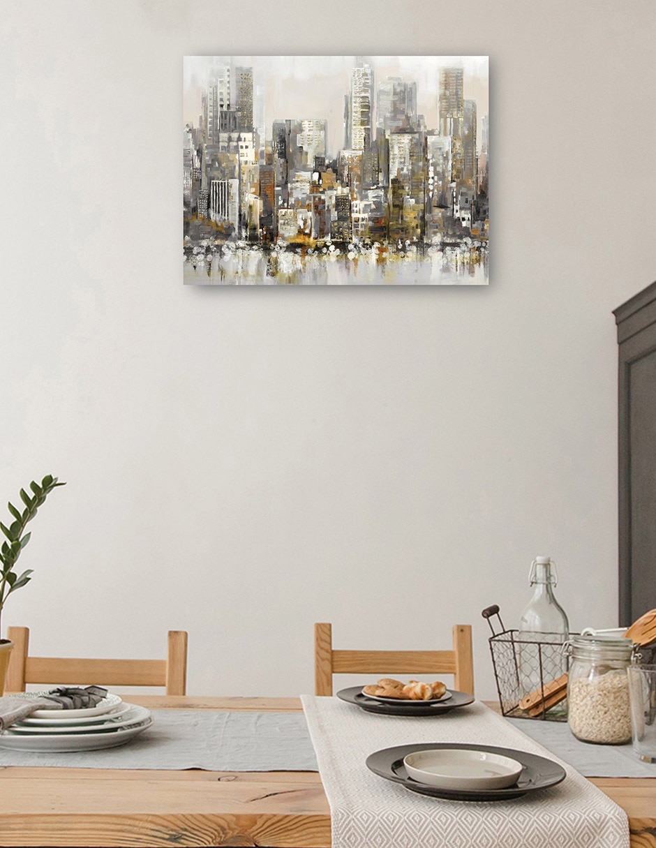 Cuadro decorativo Foco Urbano Oro técnica mixta Edificios 4