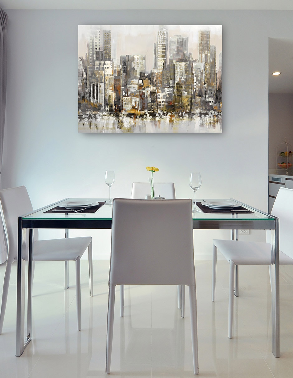 Cuadro decorativo Foco Urbano Oro técnica mixta Edificios 6
