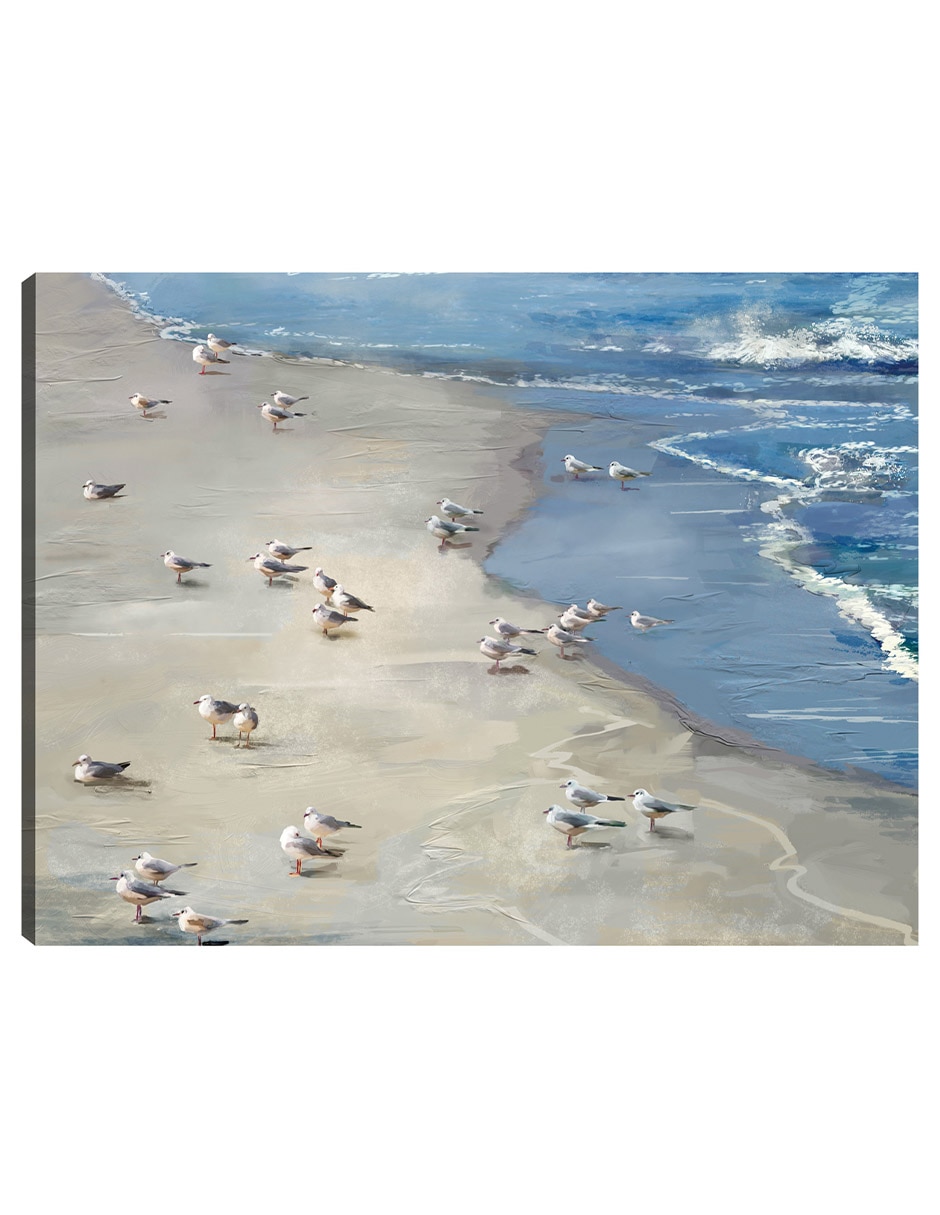 Cuadro decorativo Fiesta en la playa técnica mixta Aves Silvestres Cuadro decorativo Fiesta en la playa técnica mixta Aves Silvestres
