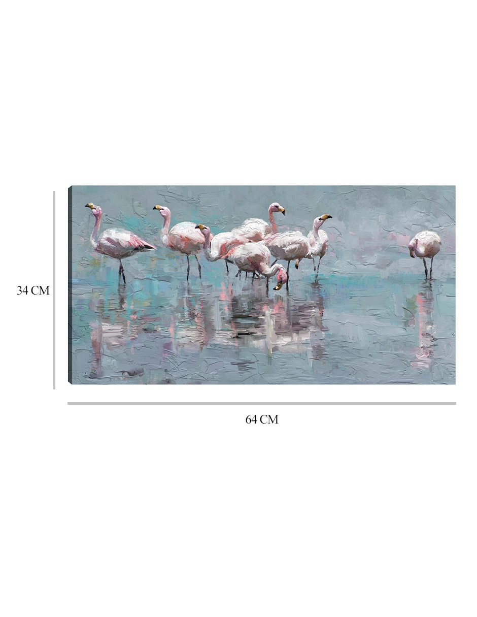 Cuadro decorativo Fiesta de flamencos técnica mixta Aves Silvestres 2