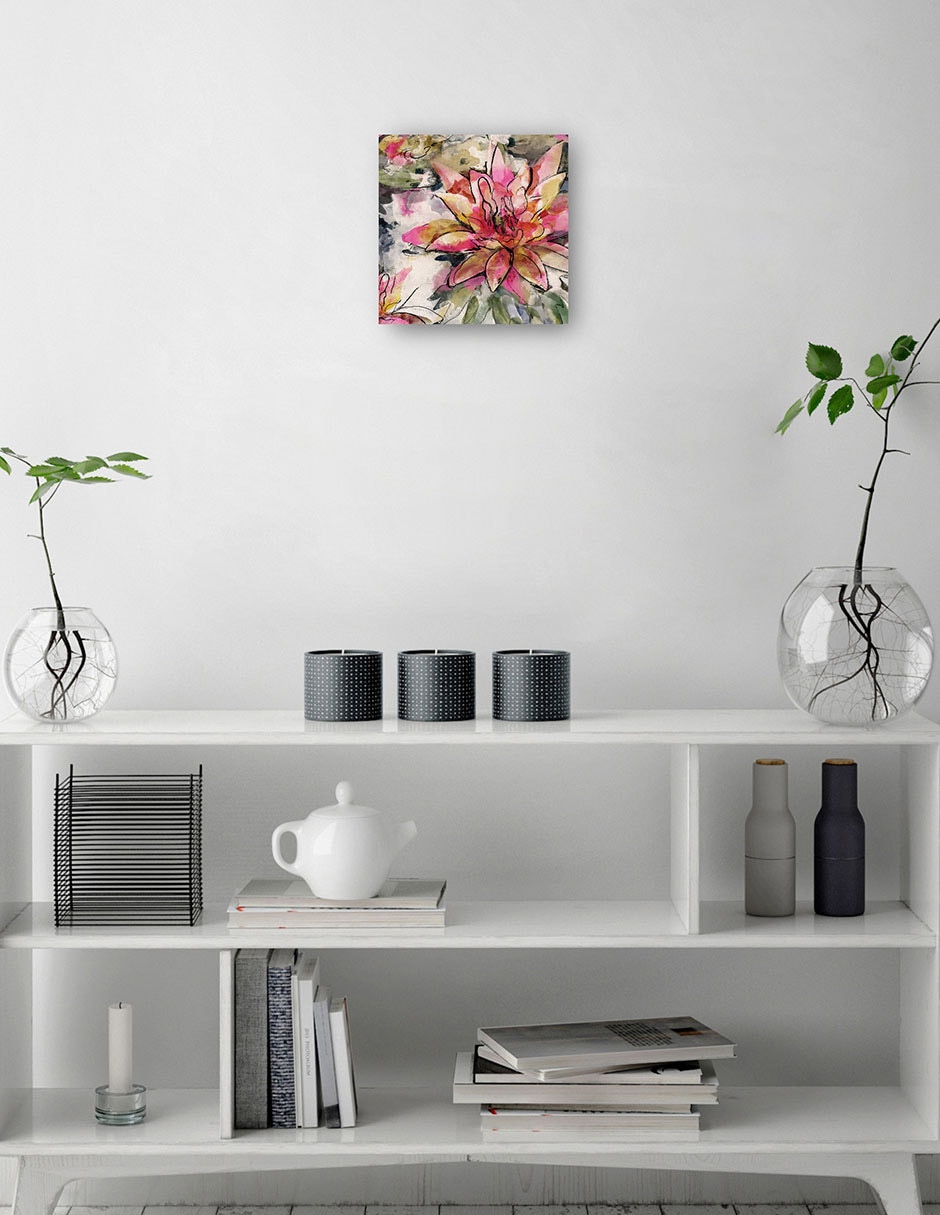 Cuadro decorativo Flor de loto técnica mixta Floración 2