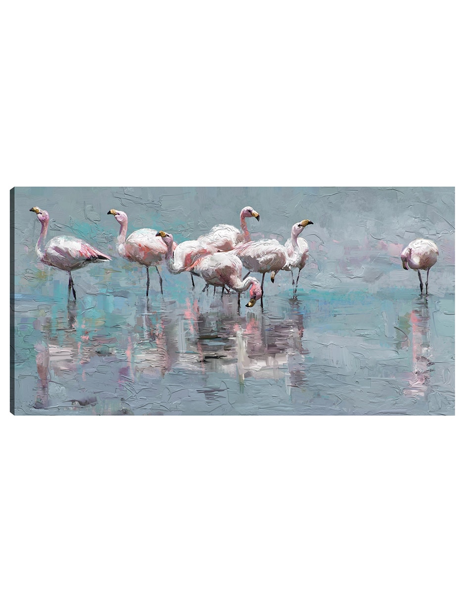 Cuadro decorativo Fiesta de flamencos técnica mixta Aves Silvestres