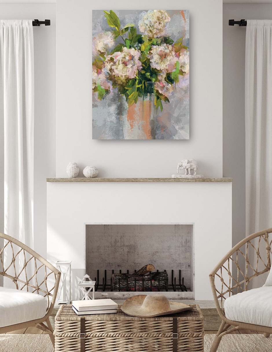 Cuadro decorativo Floral Moderno I Coral técnica mixta Floreros 4