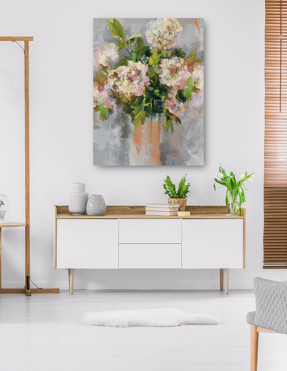 Cuadro decorativo Floral Moderno I Coral técnica mixta Floreros 6