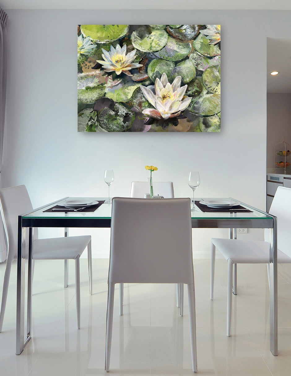 Cuadro decorativo Flores de loto técnica mixta Floración 6