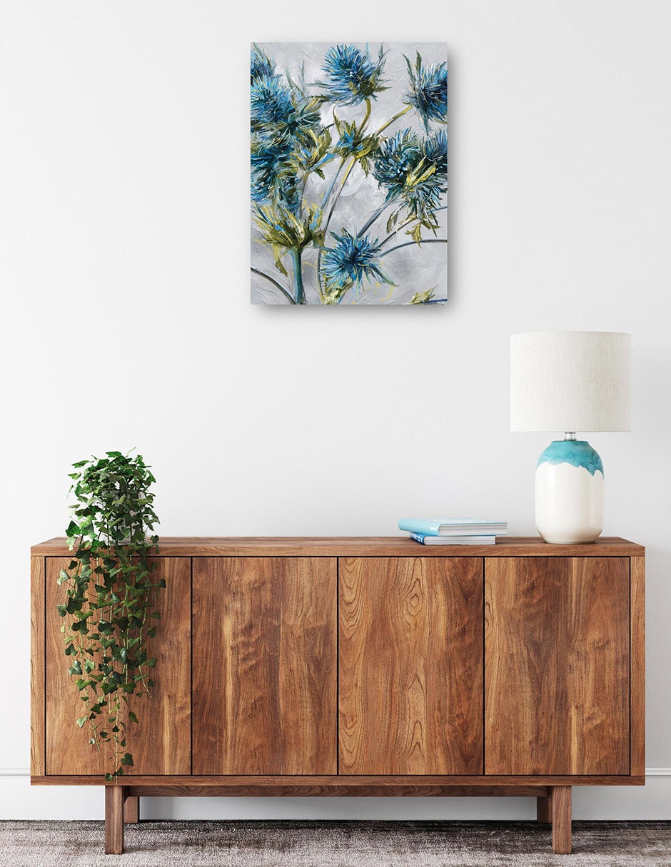 Cuadro decorativo Flores índigo técnica mixta Floración 2