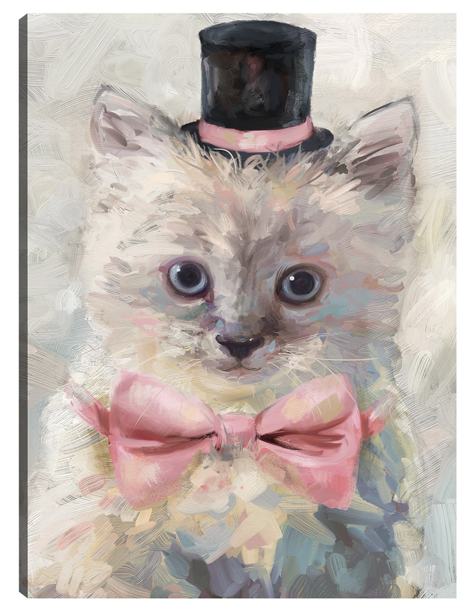 Cuadro decorativo Gatos con sombrero de copa I técnica mixta Animales Domésticos