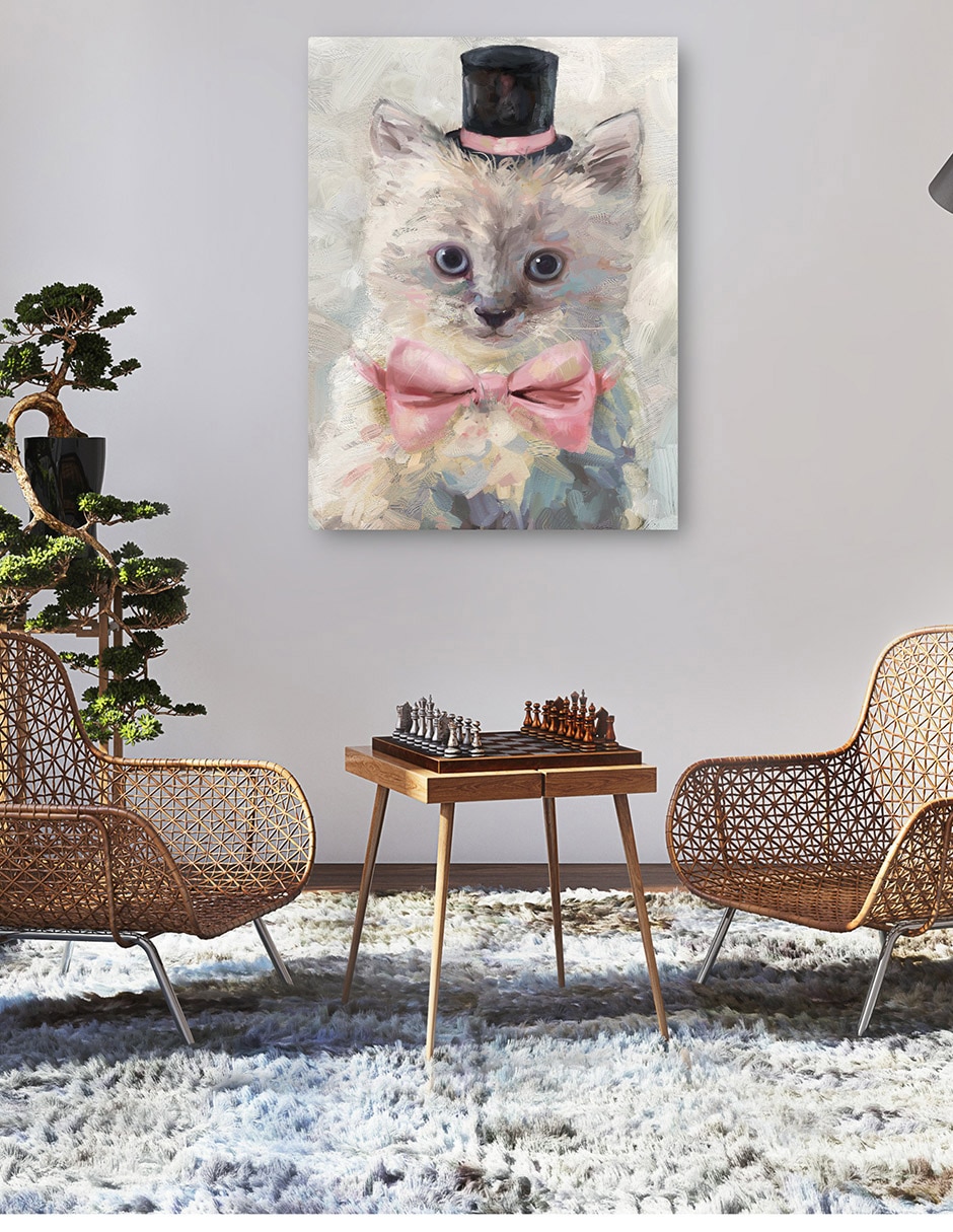Cuadro decorativo Gatos con sombrero de copa I técnica mixta Animales Domésticos 5