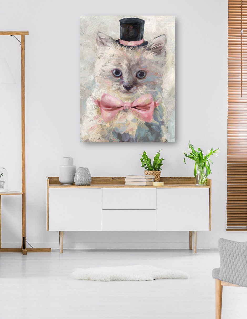 Cuadro decorativo Gatos con sombrero de copa I técnica mixta Animales Domésticos 6