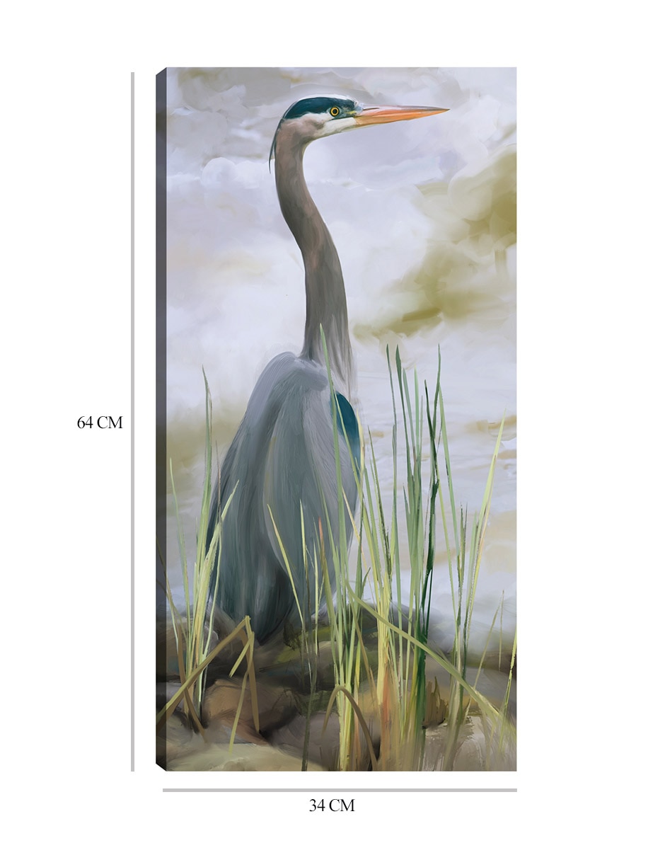 Cuadro decorativo Garza azul técnica mixta Aves Silvestres 3