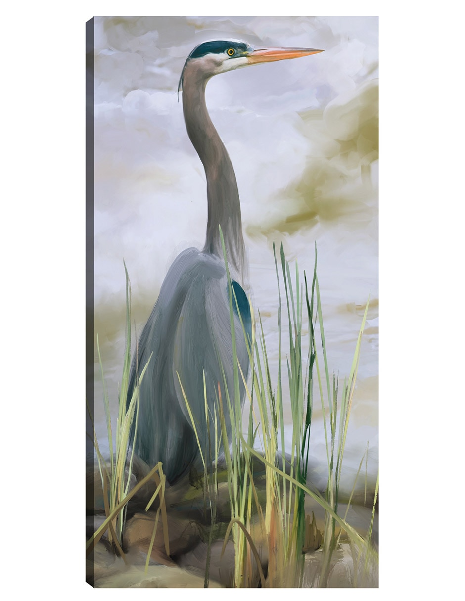 Cuadro decorativo Garza azul técnica mixta Aves Silvestres
