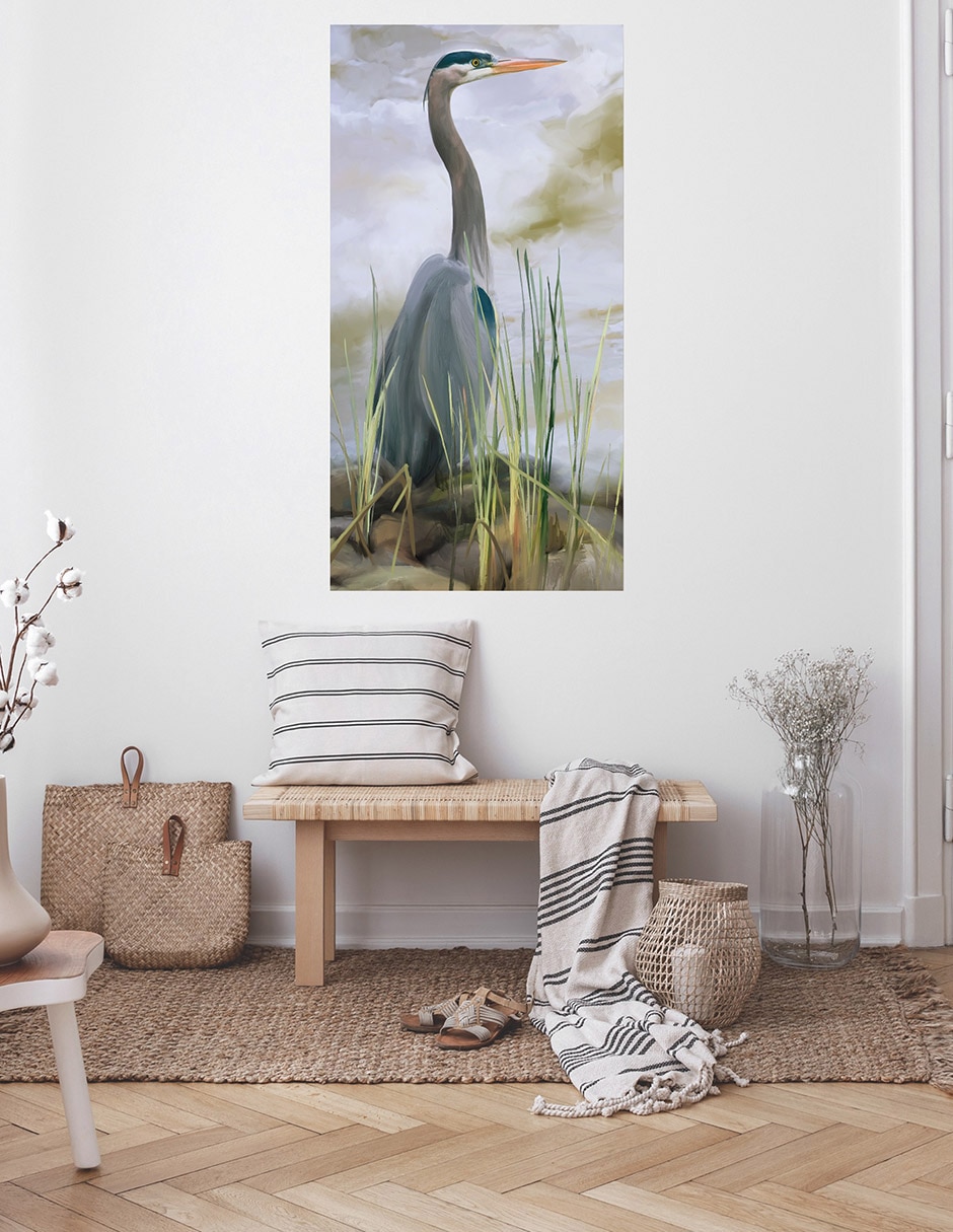 Cuadro decorativo Garza azul técnica mixta Aves Silvestres 5