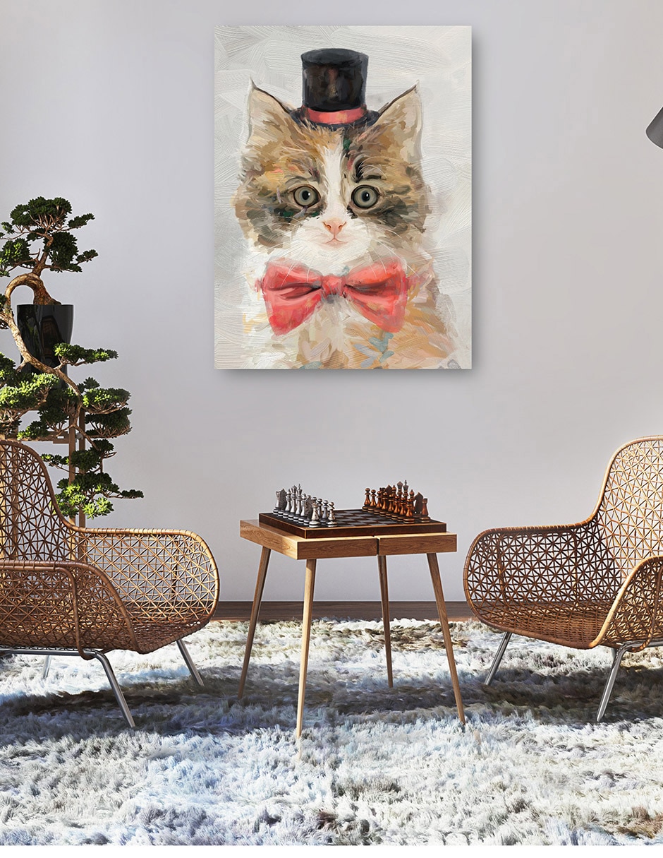 Cuadro decorativo Gatos con sombrero de copa II técnica mixta Animales Domésticos 5
