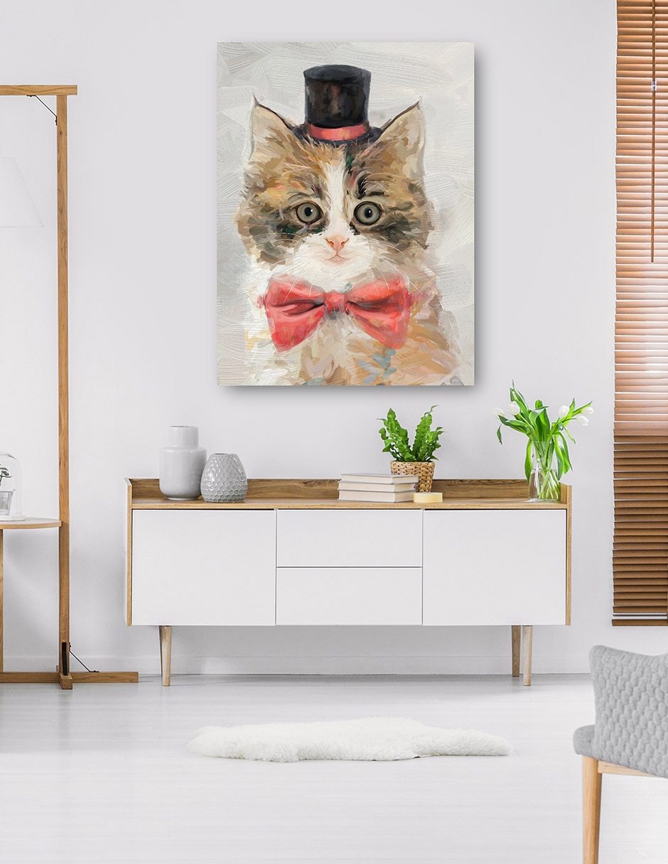 Cuadro decorativo Gatos con sombrero de copa II técnica mixta Animales Domésticos 6
