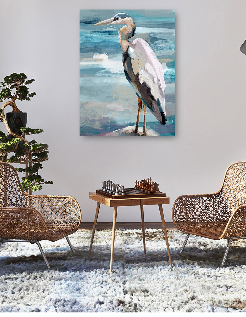 Cuadro decorativo Garza de domingo II técnica mixta Aves Silvestres 5